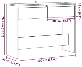 Mesa consola 100x35x76,5 cm derivados de madeira madeira velha