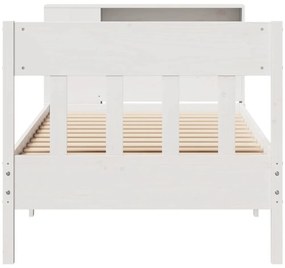 Cama com estante sem colchão 100x200 cm pinho maciço branco