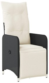 Cadeiras jardim reclináveis 2 pcs com mesa vime PE preto
