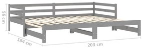 Estrutura sofá-cama de puxar 2x(90x200) cm pinho maciço cinza