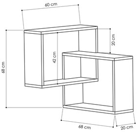 Prateleira de Parede Ring – Branco/Antracite – 68x68x60 cm