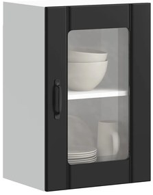 Armário de parede de cozinha porta vidro Lucca preto
