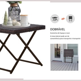 Mesa de Jardim em Vime Sintético Mesa de Terraço Exterior Dobrável com