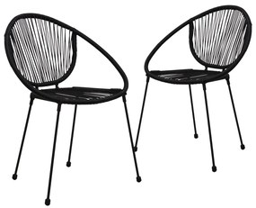 48566 vidaXL Cadeiras de jardim 2 pcs vime de PVC preto