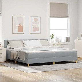 vidaXL Cama Box com Colchão & LED Cinza-Claro 200x200 cm Tecido