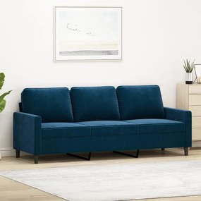 vidaXL Sofá de 3 lugares 180 cm veludo azul