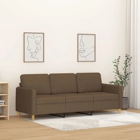 vidaXL Sofá de 3 lugares tecido 180 cm castanho