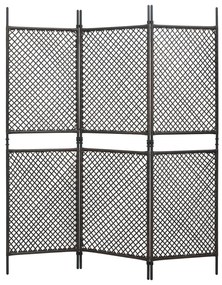 vidaXL Divisória de quarto com 3 painéis 180x200 cm vime PE castanho