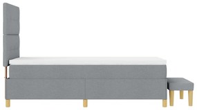 Cama Box Spring com Colchão &amp; Banco Cinza Claro 80x200 cm Tecido