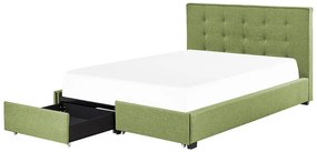 Cama de casal com arrumação em tecido verde 180 x 200 cm LA ROCHELLE Beliani