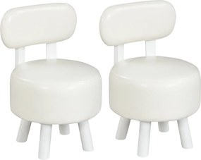Conjunto de 2 pufes com encosto em madeira de borracha e espuma espessa, com capacidade para 150 kg, 32,5 x 35 x 51 cm, para sala de estar ou hall de