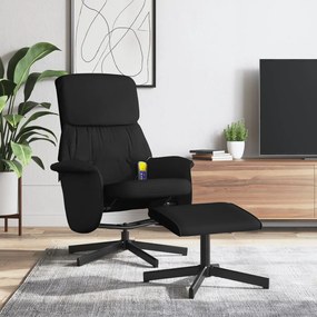 vidaXL Cadeira de massagens reclinável com apoio de pés tecido preto