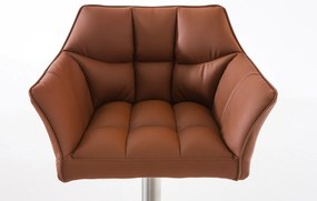 Banco de bar Damaso em couro sintético e estrutura prateada 64 x 88-113 x 45 cm Castanho claro