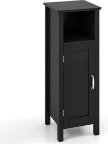 Armário para casa de banho com 3 prateleiras e porta  30 x 30 x 80 cm Preto