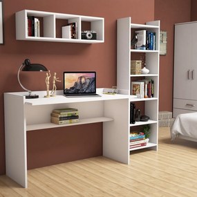 Secretária de Estudo e Estante Hera – Branco – Secretária: 118x80x58 c