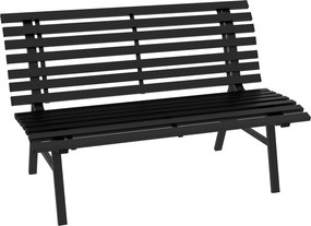 Outsunny Banco de Jardim Exterior 2 Lugares Assento Encosto de Ripas em Alumínio 123x67x79 cm Preto | Aosom Portugal