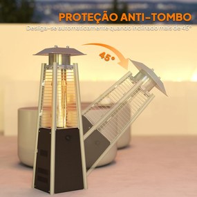 Aquecedor a Gás Butano 3 KW Aquecedor de Exterior com Temperatura Ajustável Ignição por Pressão 23x23x89 cm Prata e Bronze
