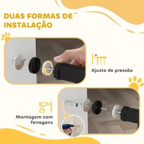 Barreira de Segurança para Cães Extensível 76-102 cm Barreira para Animais de Estimação com 2 Extensões Preto