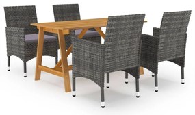 5 pcs conjunto de jantar para jardim cinzento