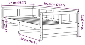 Sofá-cama com colchão 90x190 cm pinho maciço castanho-mel