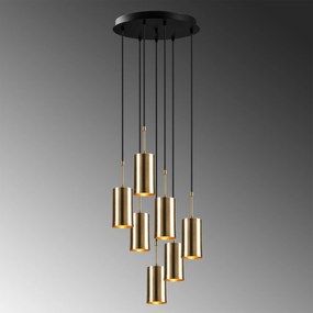 Candeeiro de Teto Kem – Dourado e Preto – Diâmetro 43 cm, Altura 120 c