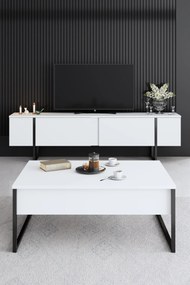 Conjunto de Mobiliário de Sala de Estar Luxe – Branco e Preto – Consol