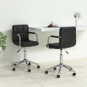 vidaXL Cadeiras de jantar giratórias 2 pcs couro artificial preto