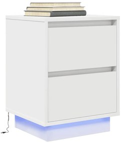 Mesas cabeceira c/ luzes LED 2 pcs 38x34x50 cm branco