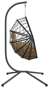 Cadeira em forma de ovo suspensa c/ suporte vime/aço antracite
