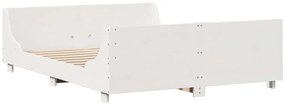 Cama sem colchão 135x190 cm madeira de pinho maciça branco