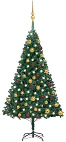 3077534 vidaXL Árvore Natal artificial pré-iluminada c/ bolas 120 cm PVC verde