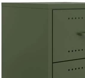 Mesas de cabeceira 2 pcs 36x39x43,5 cm aço verde-azeitona
