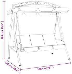 Baloiço de jardim com toldo 198 cm tecido/aço verde