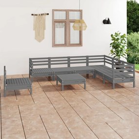 vidaXL 8 pcs conjunto lounge de jardim pinho maciço cinzento