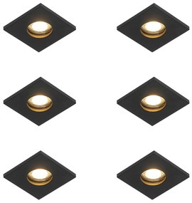 Conjunto de 6 focos embutidos modernos para casa de banho pretos - Doku