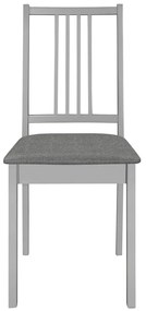 Cadeiras de jantar com almofadões 2 pcs madeira maciça cinzento