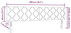 Cabeceira LED vidaXL Design Blocos de Diamante Castanho 200 cm Tecido