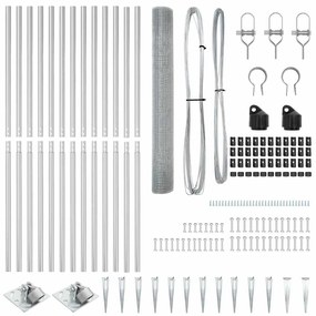 Cerca de Arame Welded com 13 Postes de Espeto 1.2x25 m Aço Galvanizado