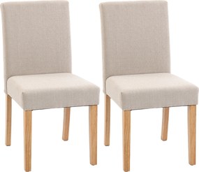 HOMCOM Cadeiras de jantar Conjunto de 2, cadeiras estofadas modernas com tecido estilo linho, assento e encosto acolchoados, pernas em madeira de seringueira | Aosom Portugal