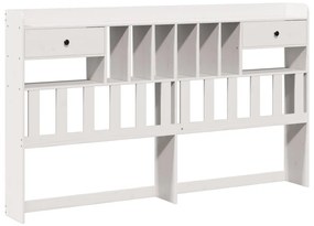 Cama com estante sem colchão 200x200 cm pinho maciço branco