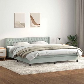 vidaXL Cama com molas/colchão 200x220 cm veludo cinzento-claro