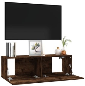 Móvel parede TV 100x30x30 cm derivados madeira carvalho fumado