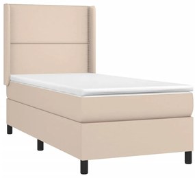 Cama com molas/colchão 90x200 cm couro artificial cappuccino