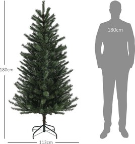 Árvore de Natal artificial de 180 cm com suporte dobrável em aço, 467 ramos, decoração de Natal, verde