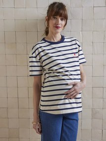 T-shirt às riscas, em algodão biológico*, para grávida riscas marinho