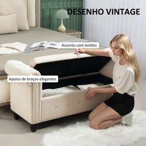 Banco com Arrumação – Bellagio – 146,5x49x74,5 cm – Bege – Tecido de L