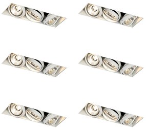 Conjunto de 6 focos embutidos brancos GU10 AR70 sem aro 3 luzes - Oneon
