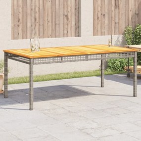 vidaXL Mesa de jardim 180x90x75cm vime PE e madeira de acácia cinzento