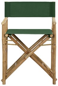 Cadeiras de realizador dobráveis 2 pcs bambu e tecido verde