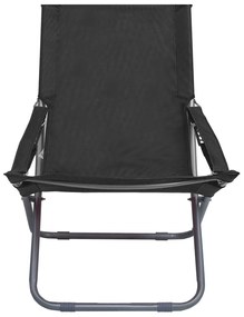Cadeiras de praia dobráveis 2 pcs tecido preto